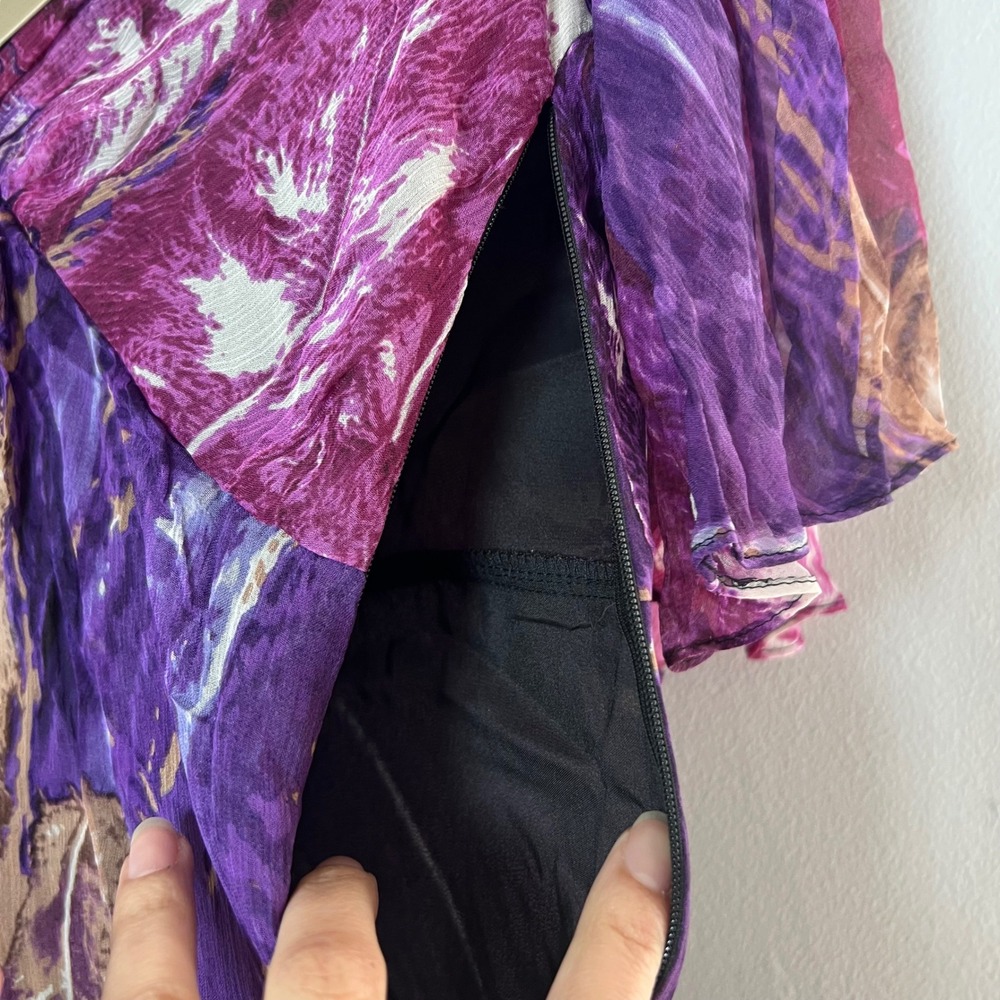 AMERICAN GLAMOUR BADGLEY‎ MISCHKA Babydoll Silk Tunic Top Large Dark Fairy Y2K - Picture 3 of 6